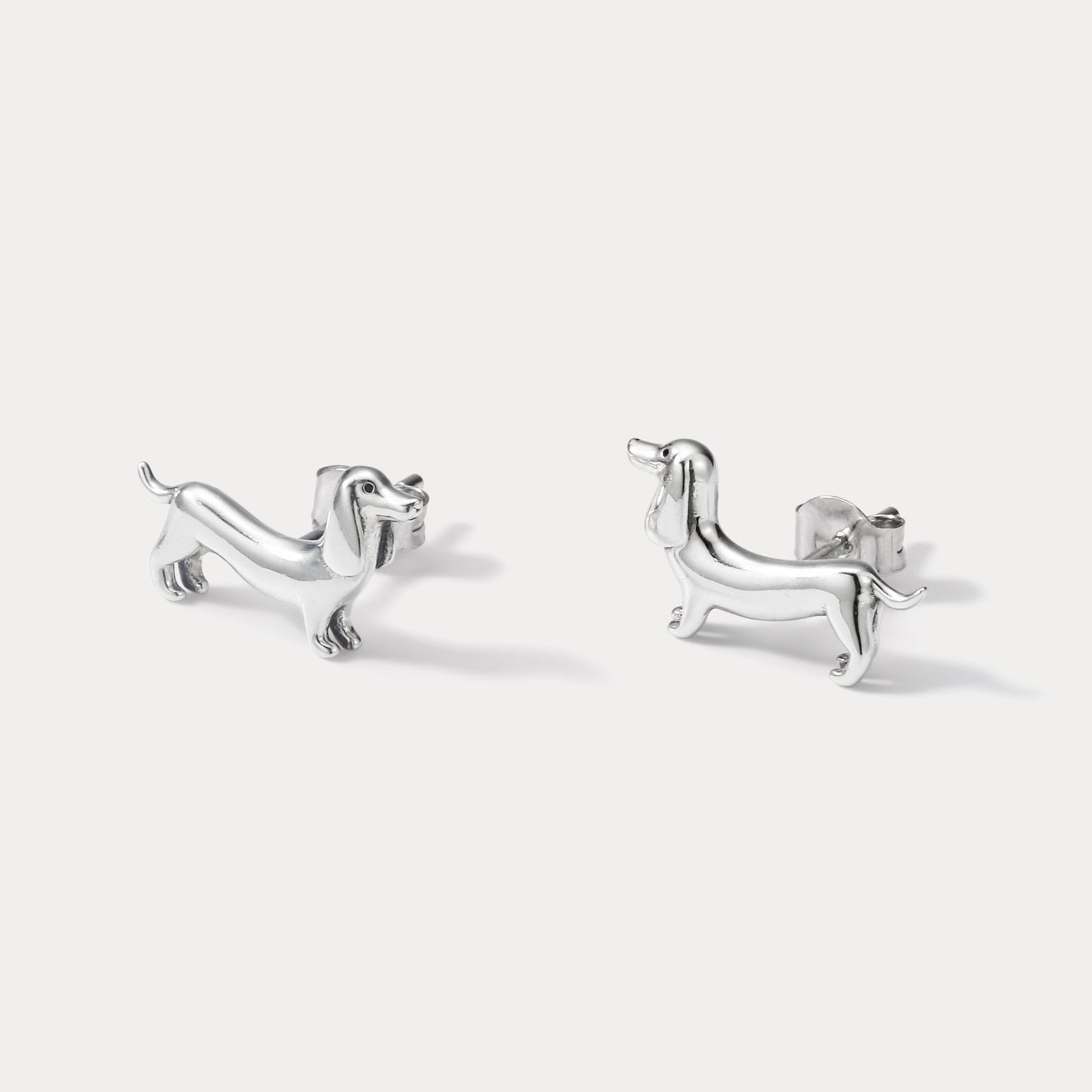 Silver Dachshund Earrings