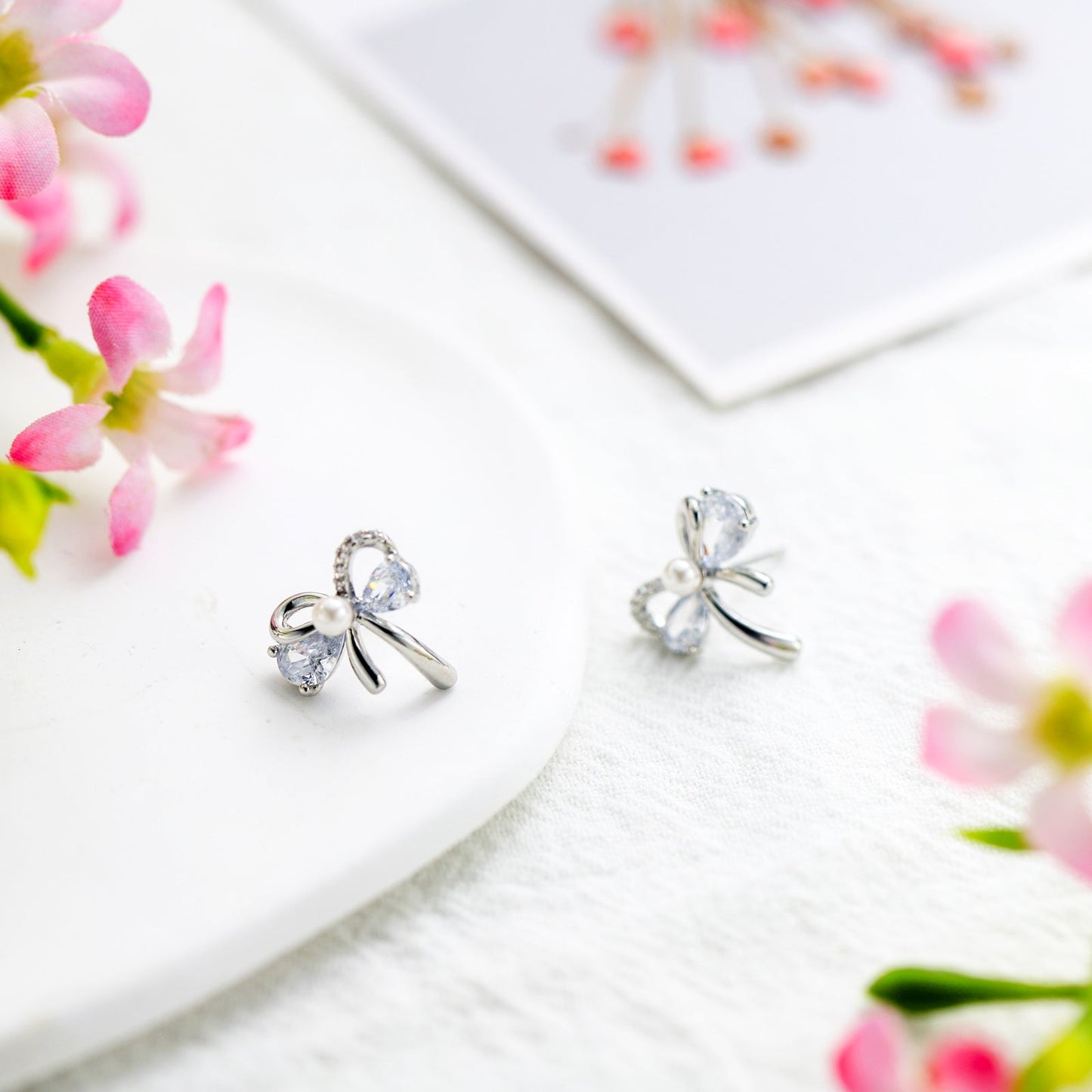 Silver Bow Earrings