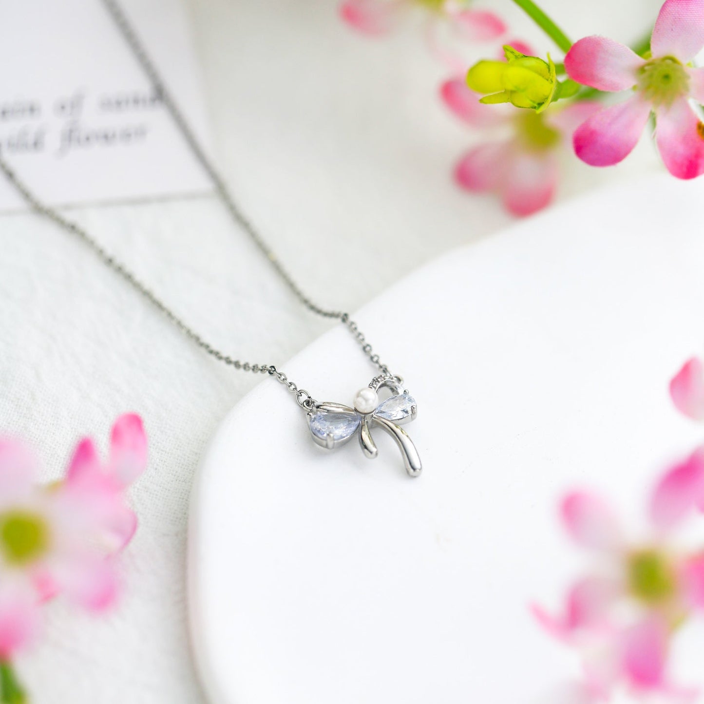 Silver Bow Necklace