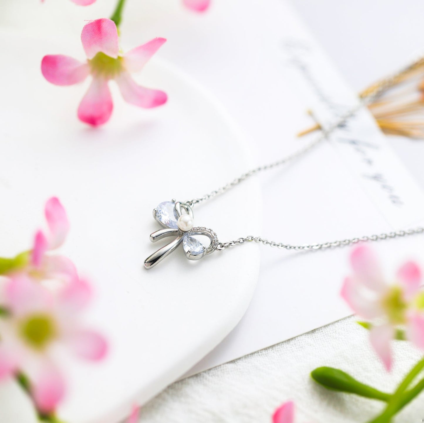 Silver Bow Necklace