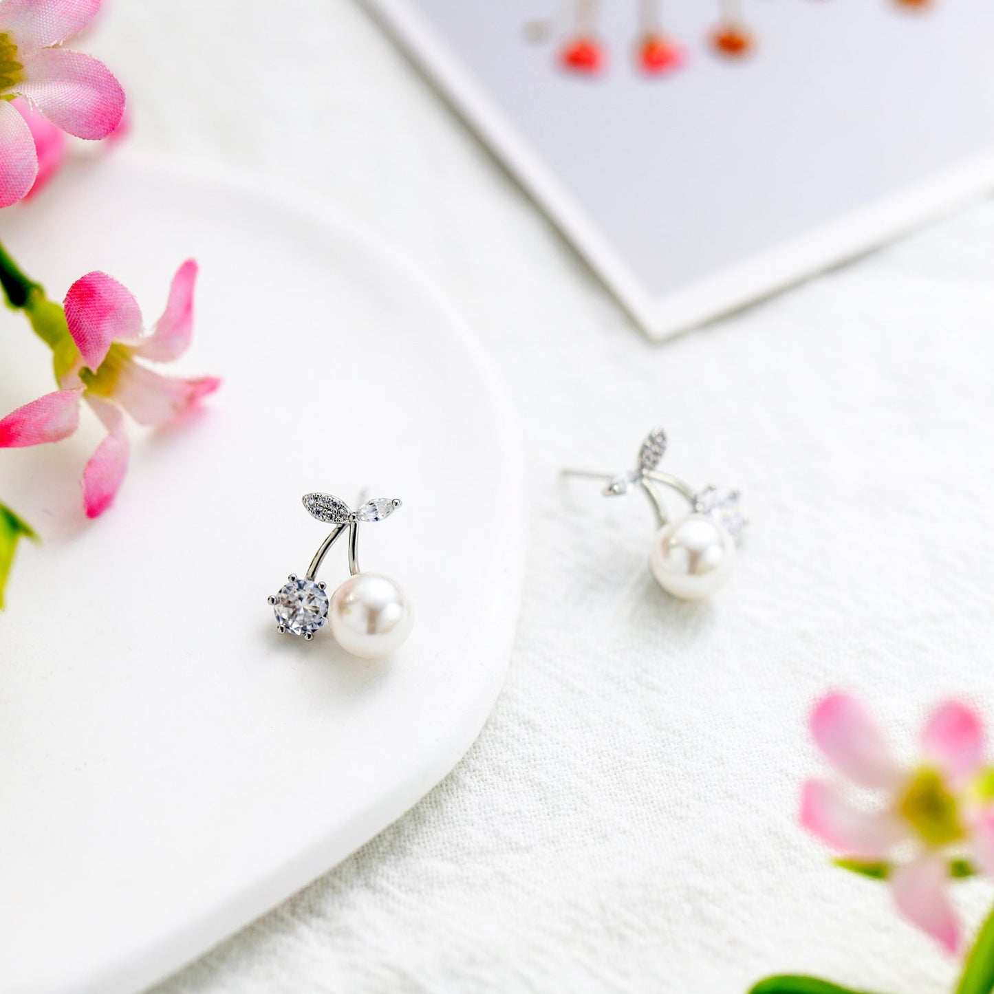 Cherry Pearl Stud Earrings