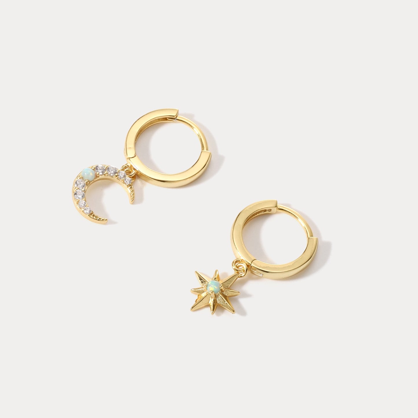 Opal Moon Star Earrings