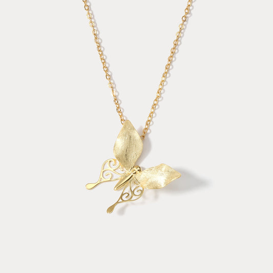 Golden Hollow Butterfly Necklace