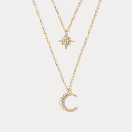 Moon and Star Layered Necklace