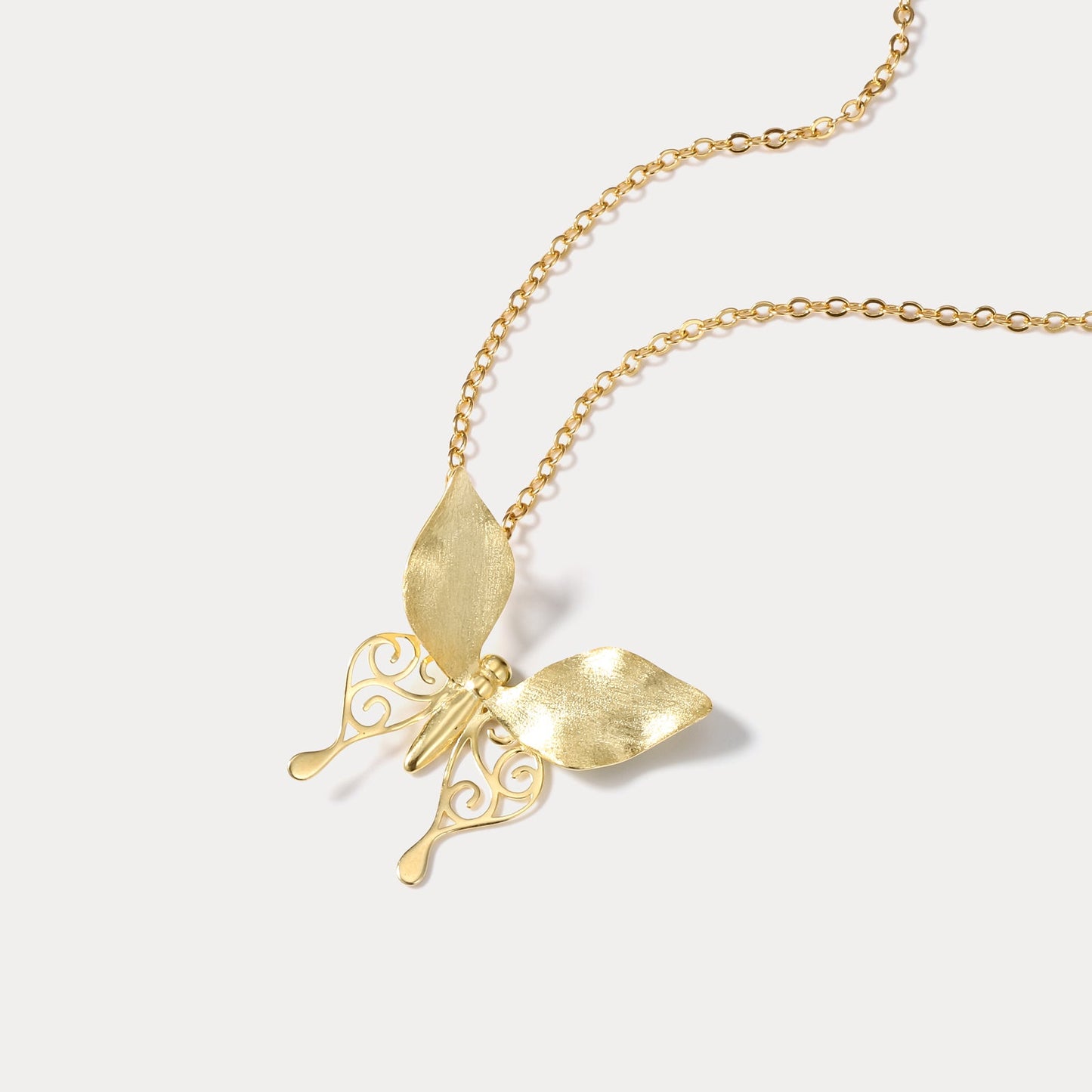 Golden Hollow Butterfly Necklace