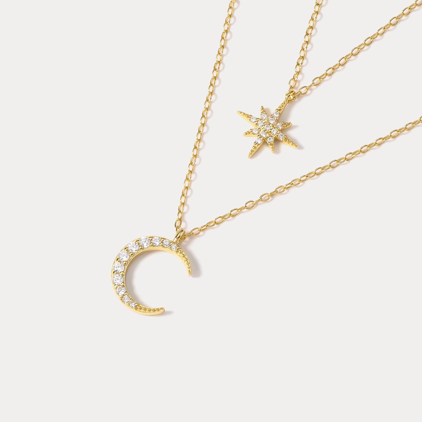 Moon and Star Layered Necklace