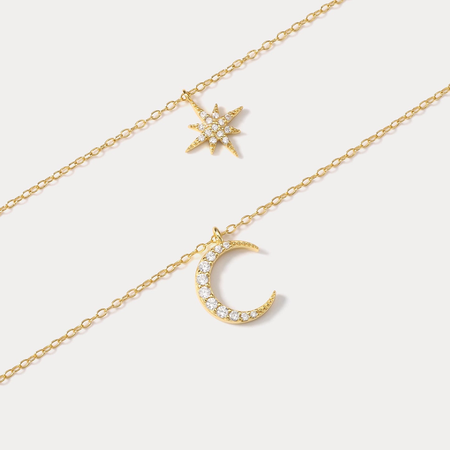 Moon and Star Layered Necklace