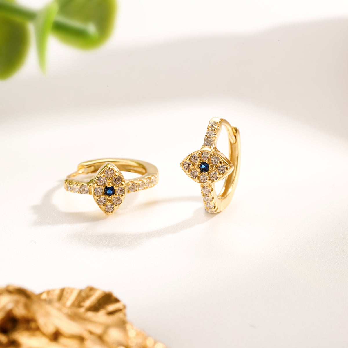 Sapphire Eyes Diamond Hoops Earrings