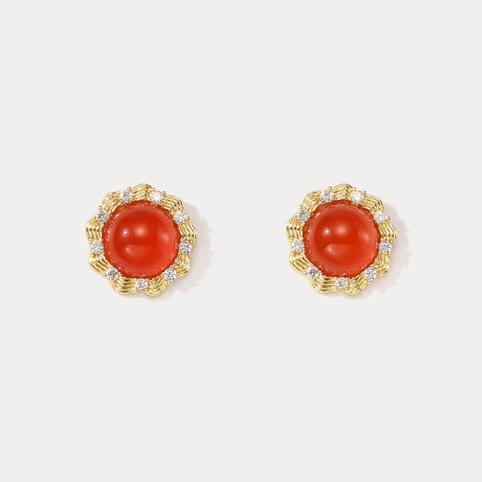 Ruby Round Earrings