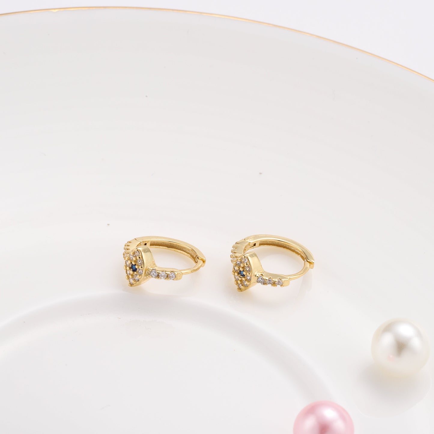 Sapphire Eyes Diamond Hoops Earrings