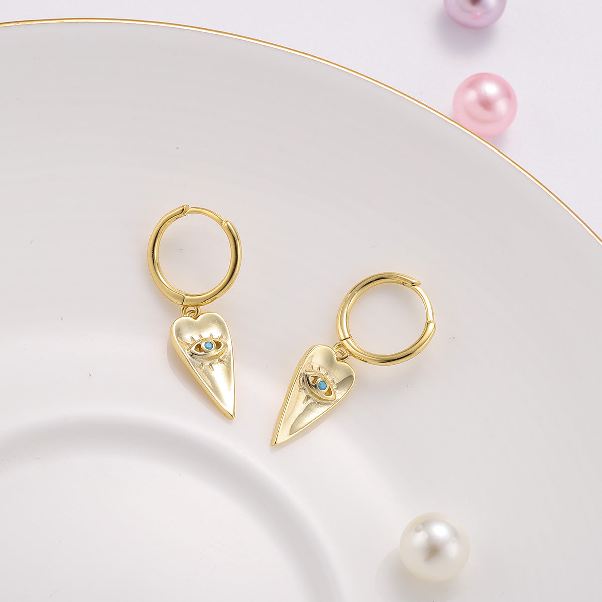 Blue Eyes Love Drop Hoops Earrings