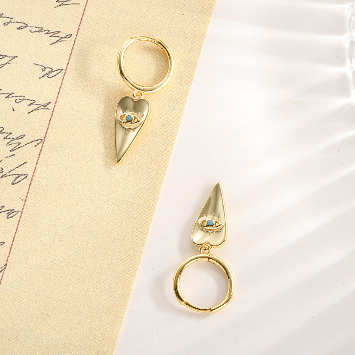 Blue Eyes Love Drop Hoops Earrings