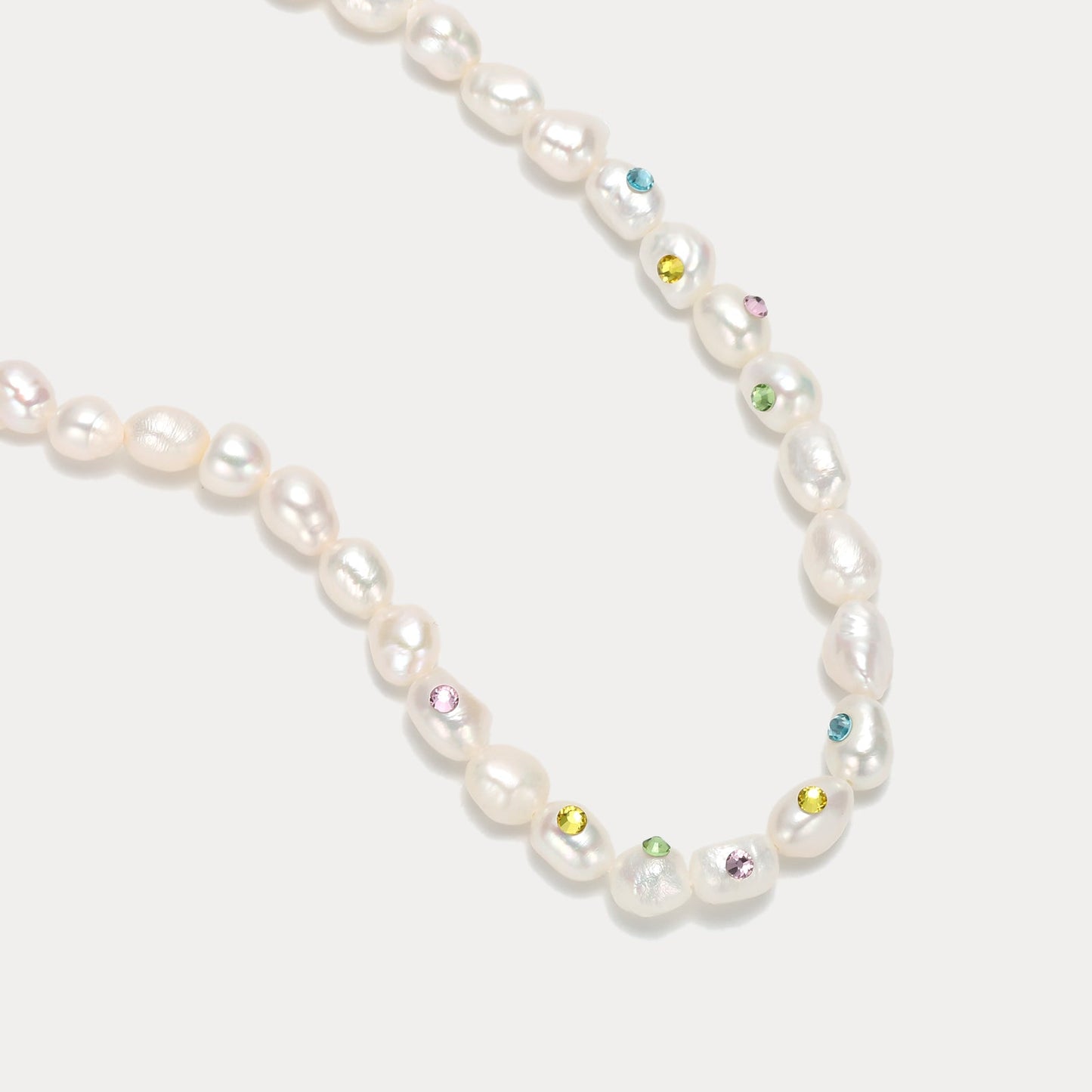 Rainbow Rhinestone Baroque Pearl Necklace