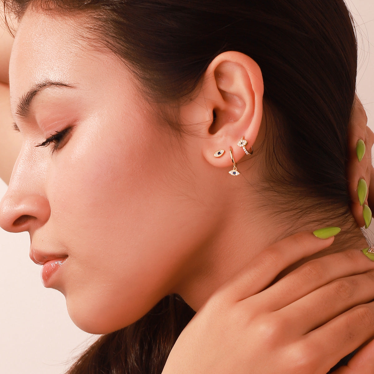 Sapphire Eyes Diamond Hoops Earrings