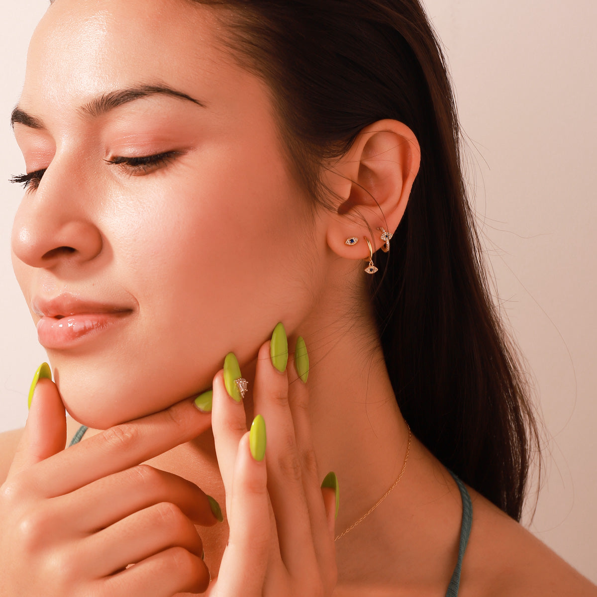 Sapphire Eyes Diamond Hoops Earrings