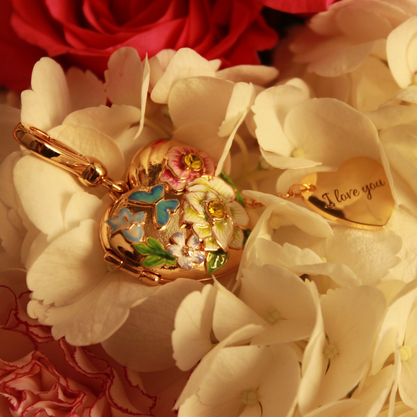 Flower Heart Shaped Locket Necklace