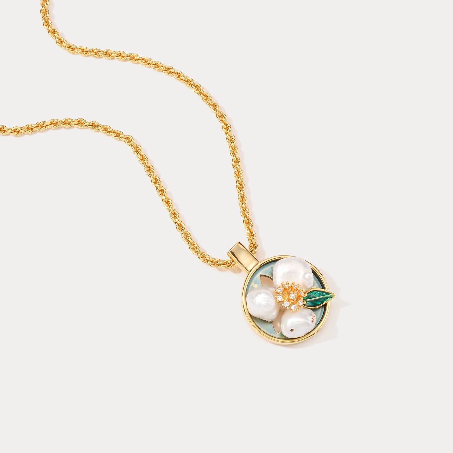 Flower Pearl Oil Painting Necklace