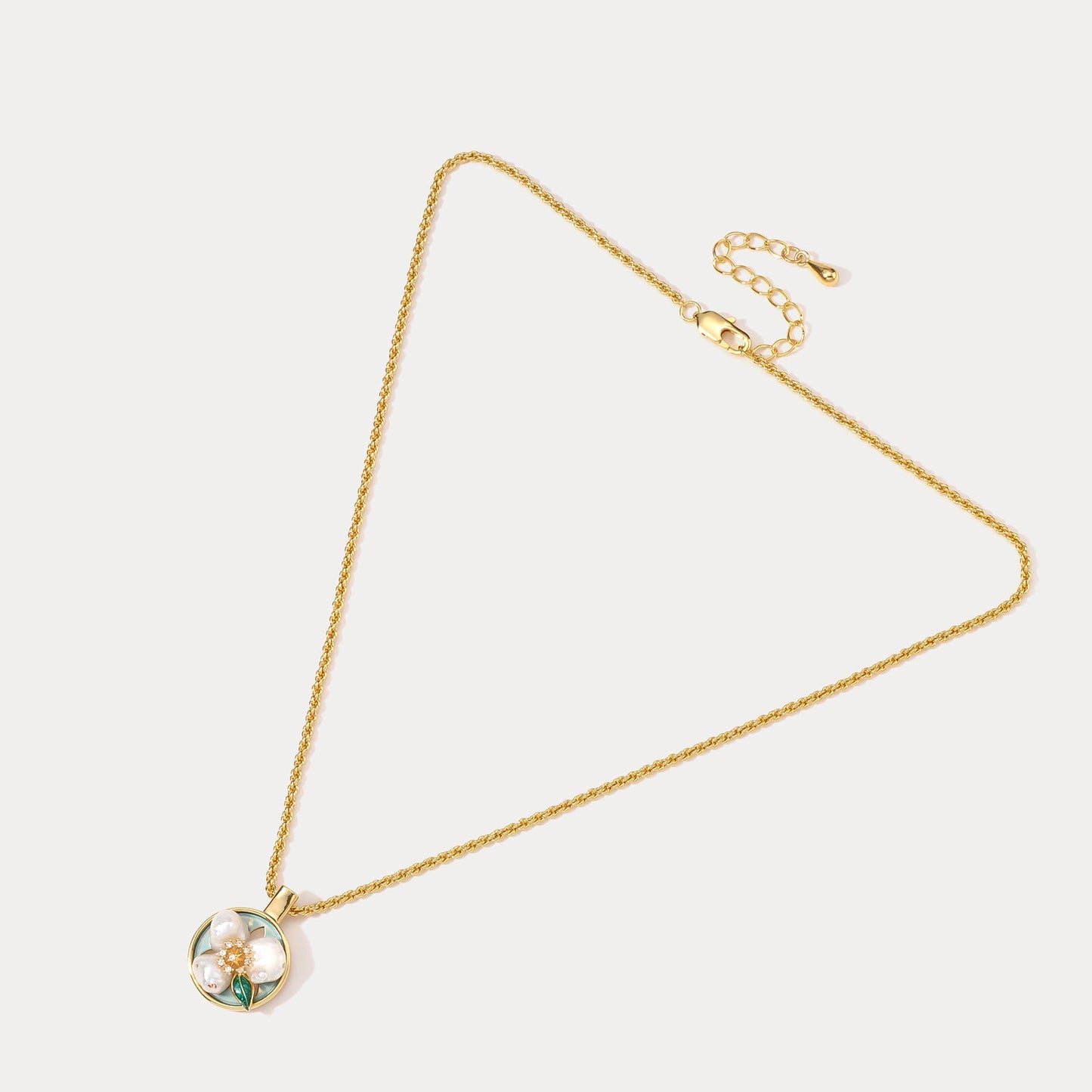 Flower Pearl Oil Painting Necklace