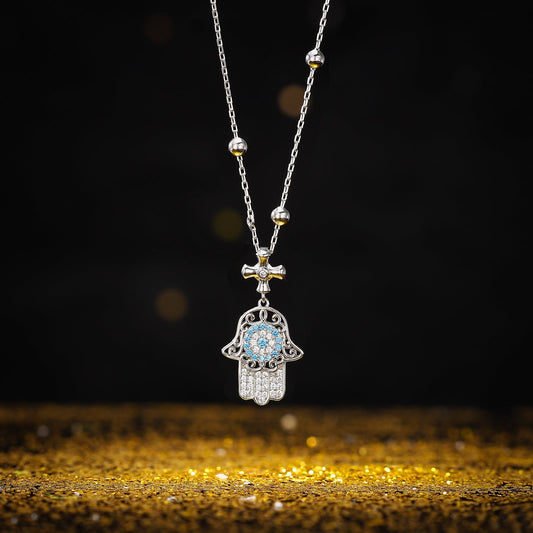 Silver Hamsa Hand Necklace