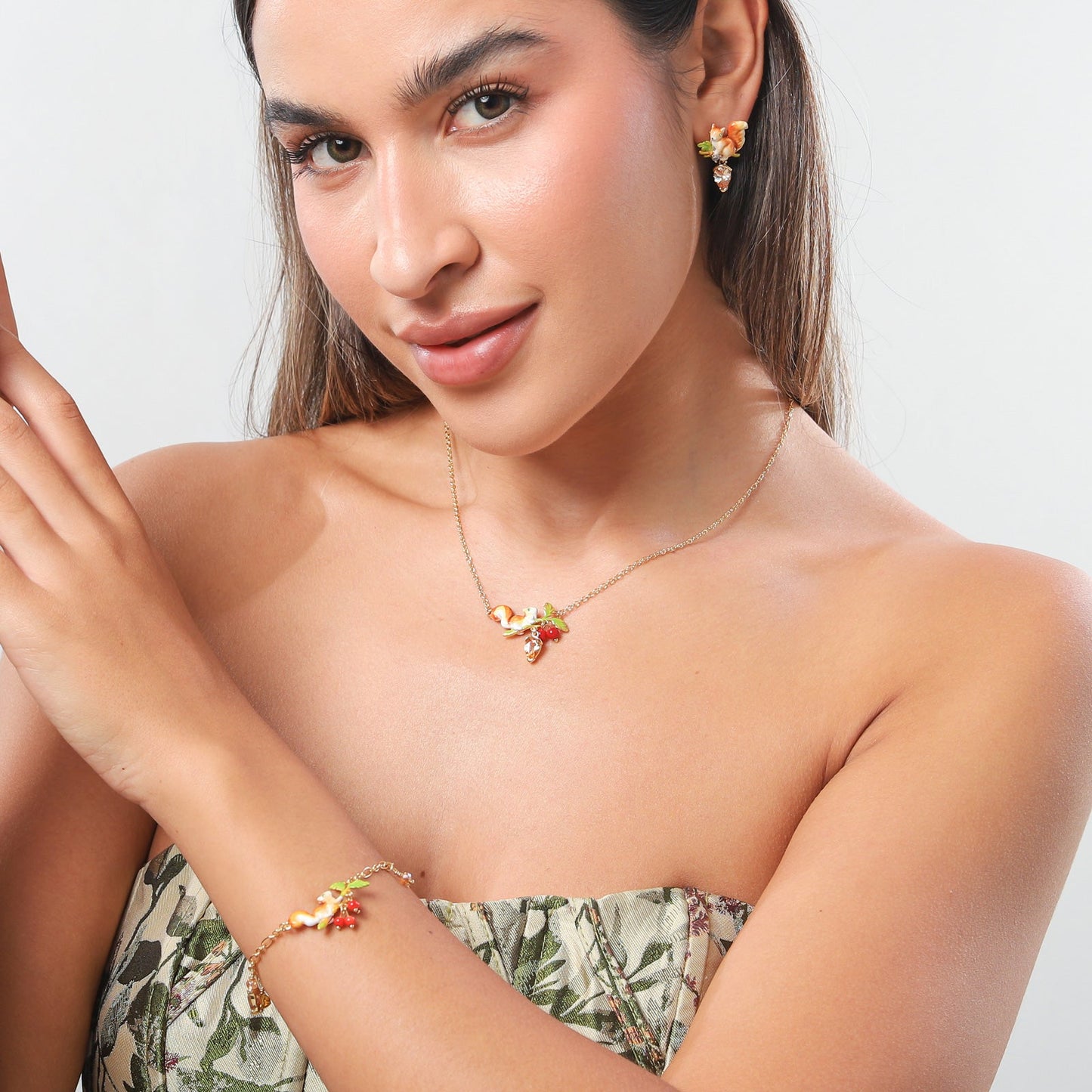 Squirrel Diamond Acorn Necklace