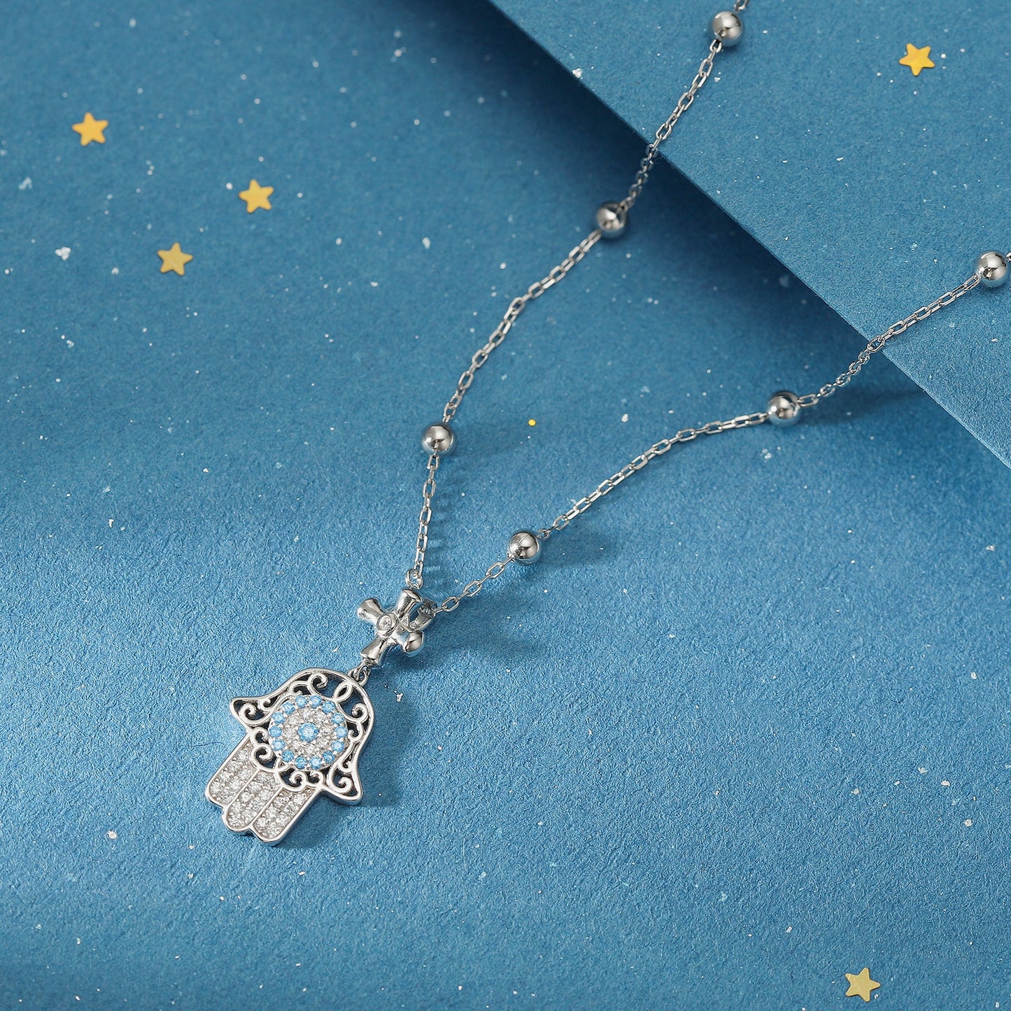 Silver Hamsa Hand Necklace