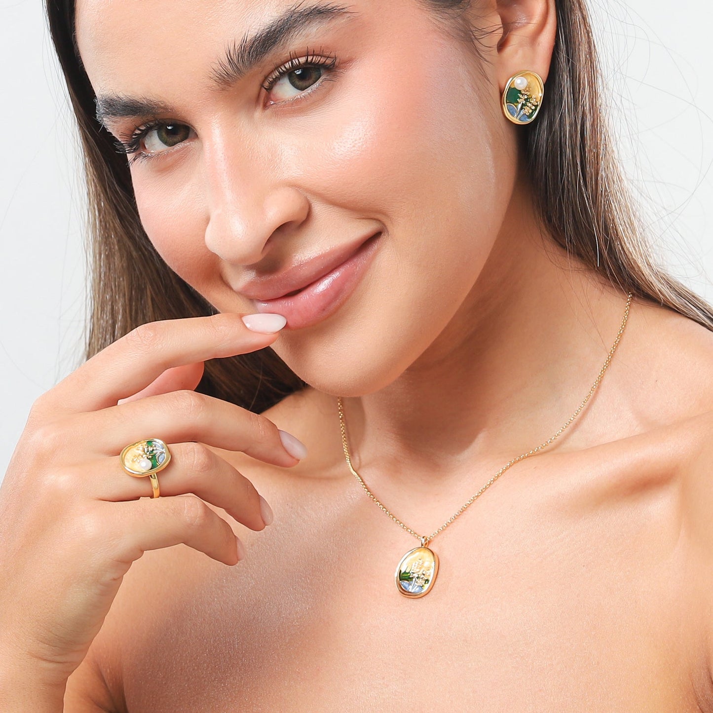 Country Cornfield Oil Painting Necklace