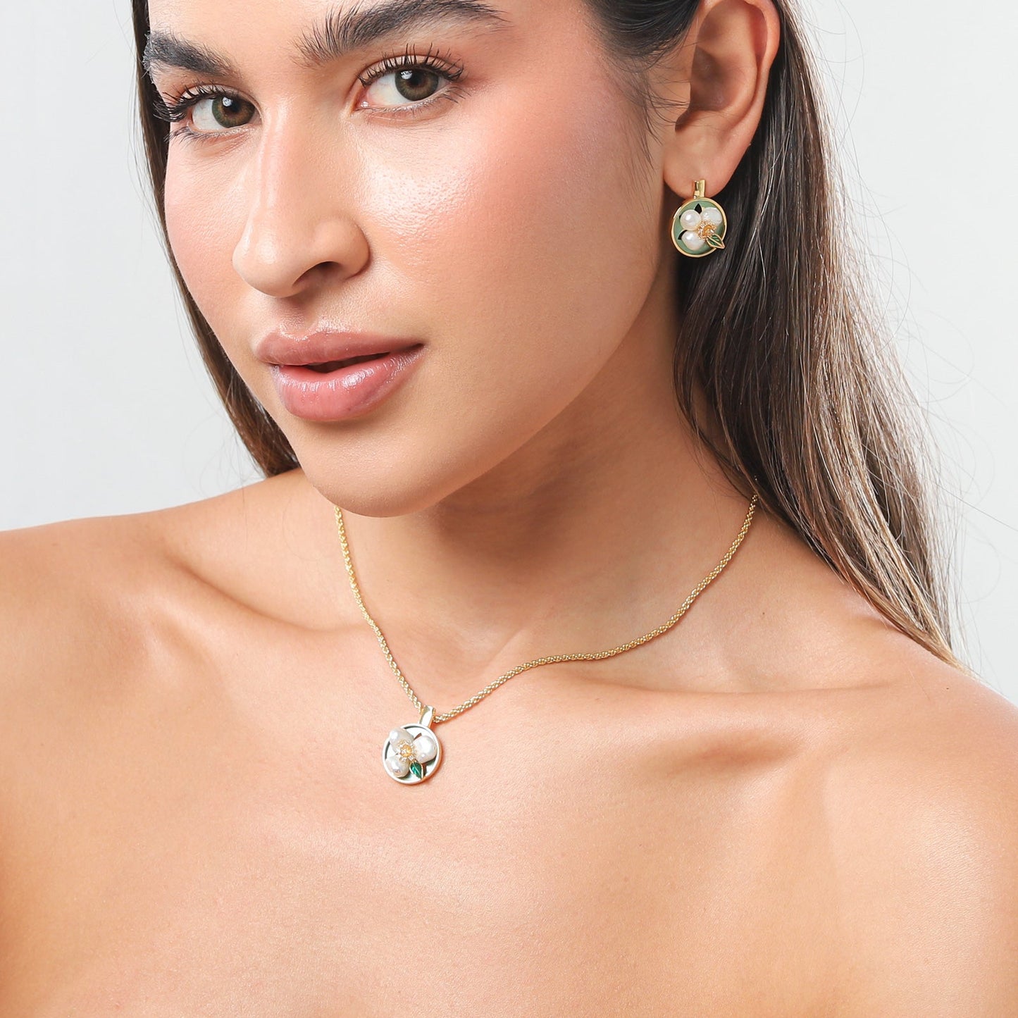 Flower Pearl Oil Painting Necklace