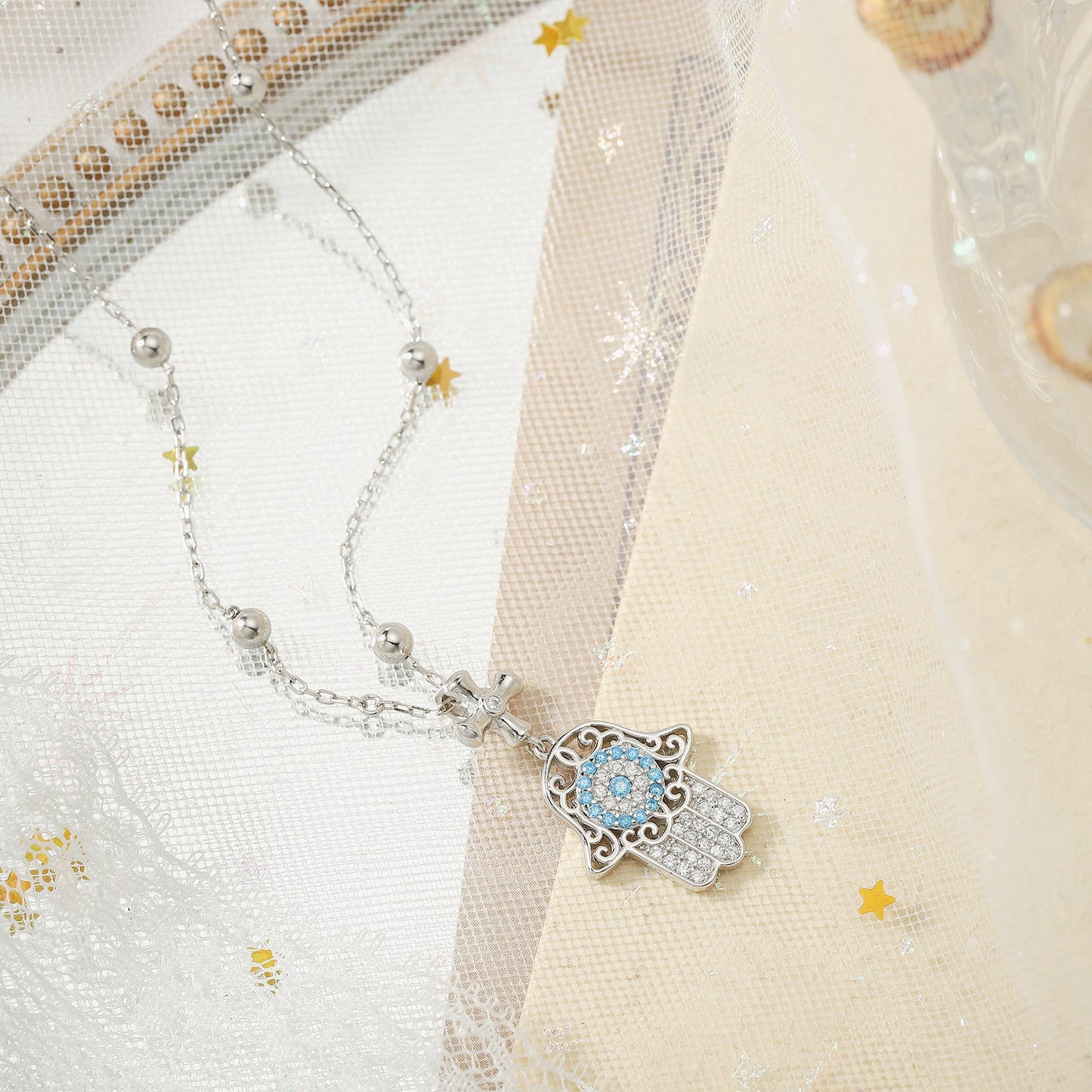 Silver Hamsa Hand Necklace