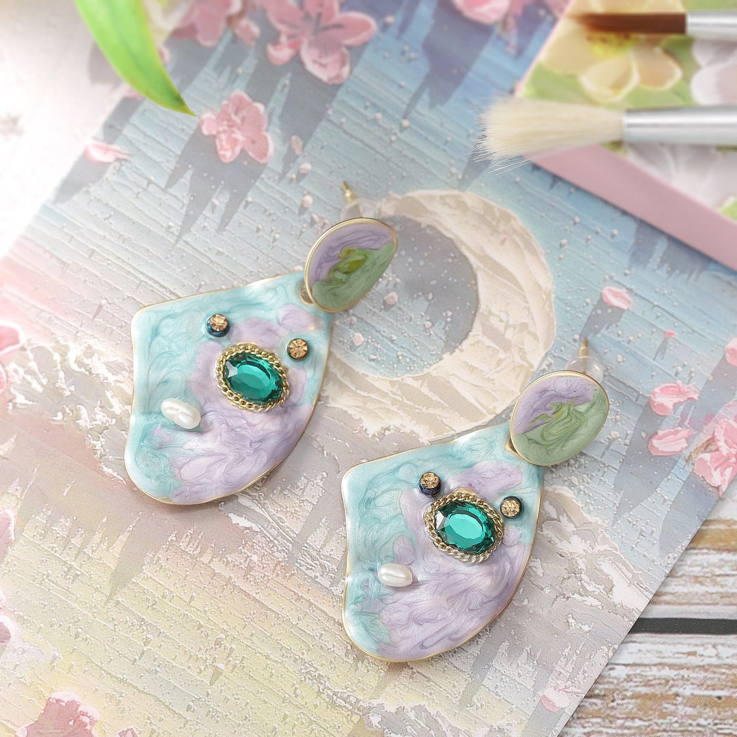 Violet Haze Oil Painting Earrings