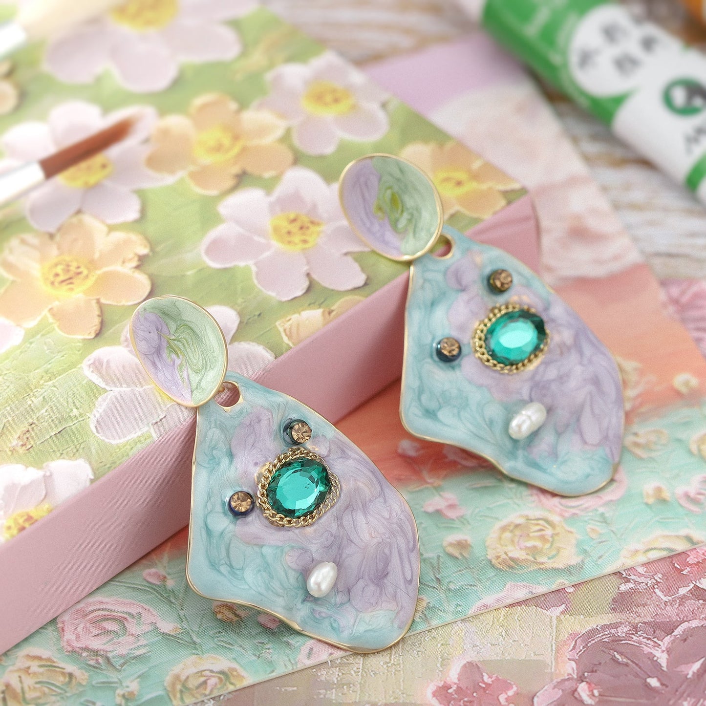 Violet Haze Oil Painting Earrings