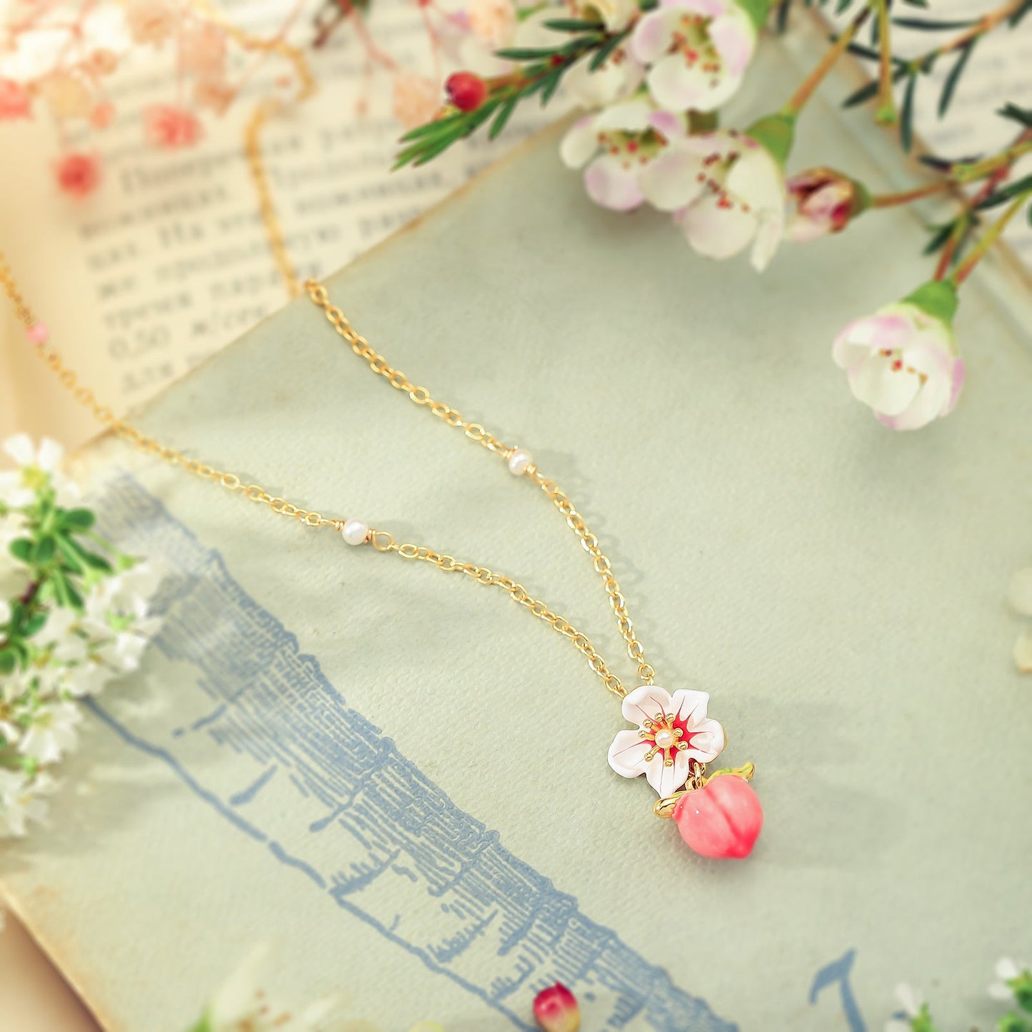 Peach Floral Necklace
