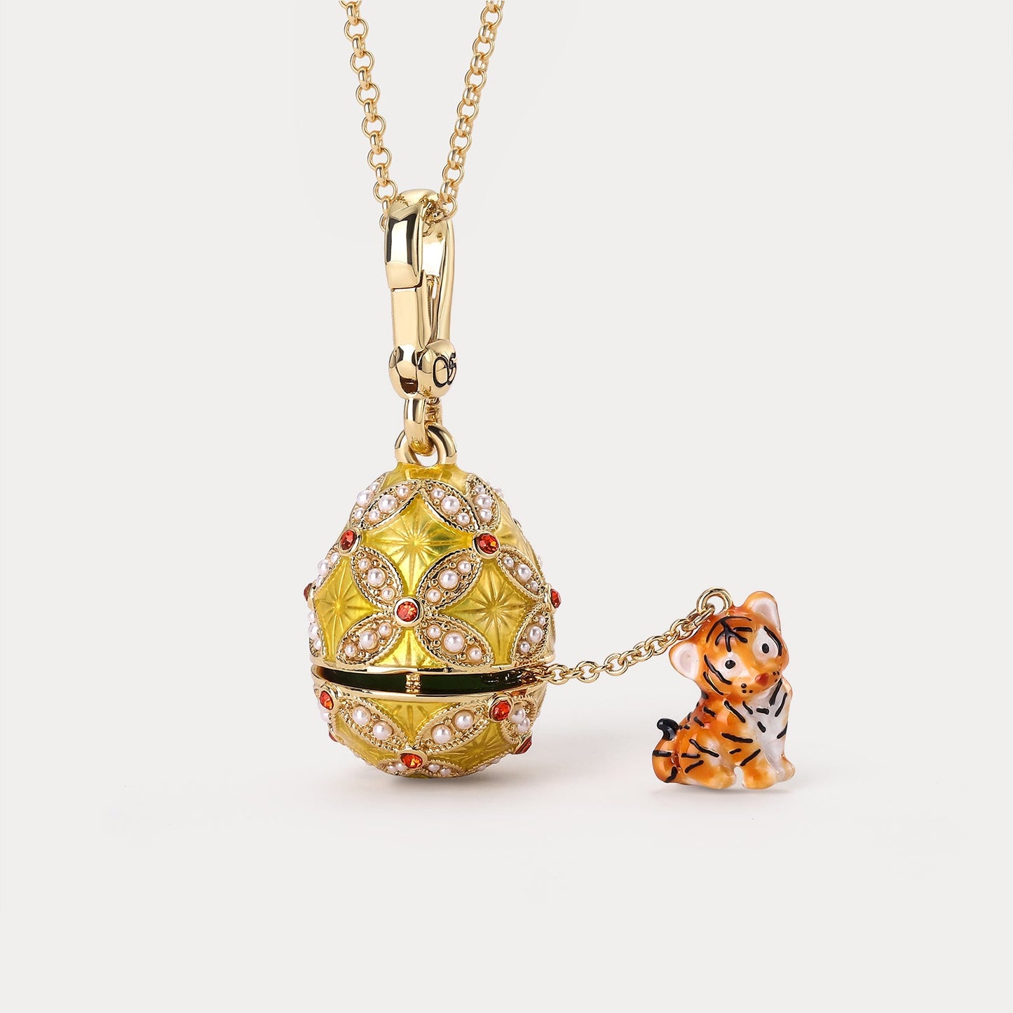 Tiger Egg Locket Necklace