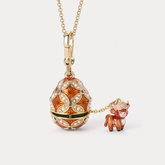 Highland Cow Egg Locket Necklace
