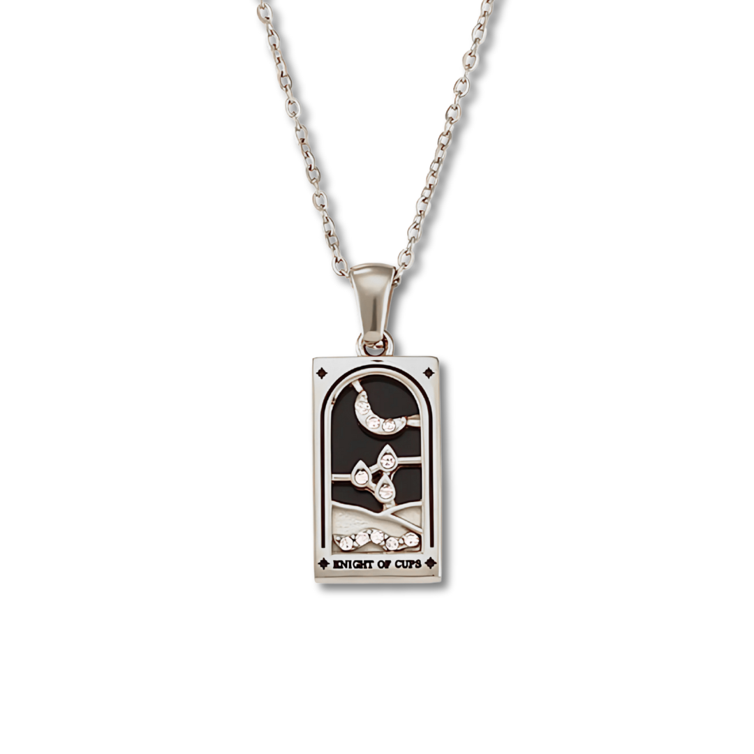 Knight of Cups - Tarot card Dainty  18k Necklace with Enamel