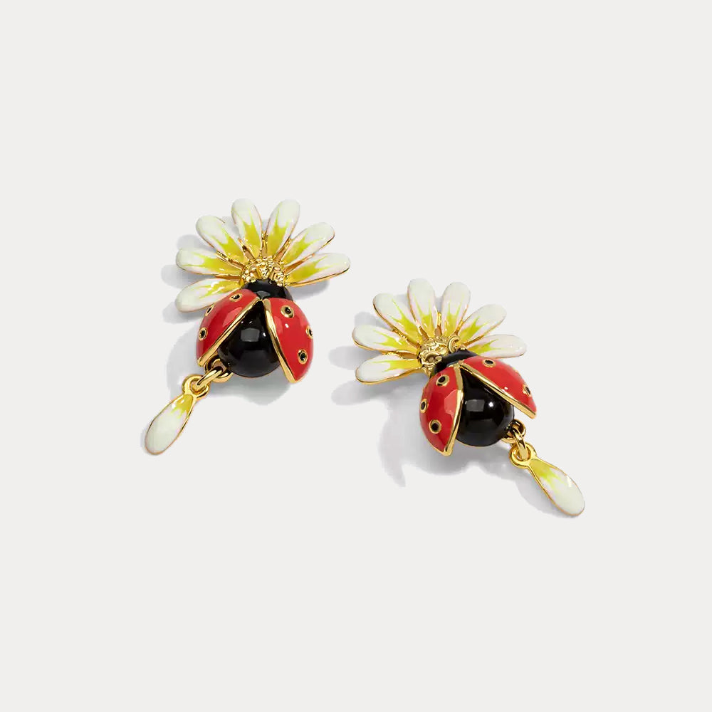 Ladybug Daisy Earrings