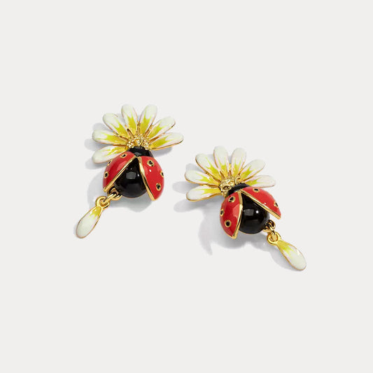 Ladybug Daisy Earrings