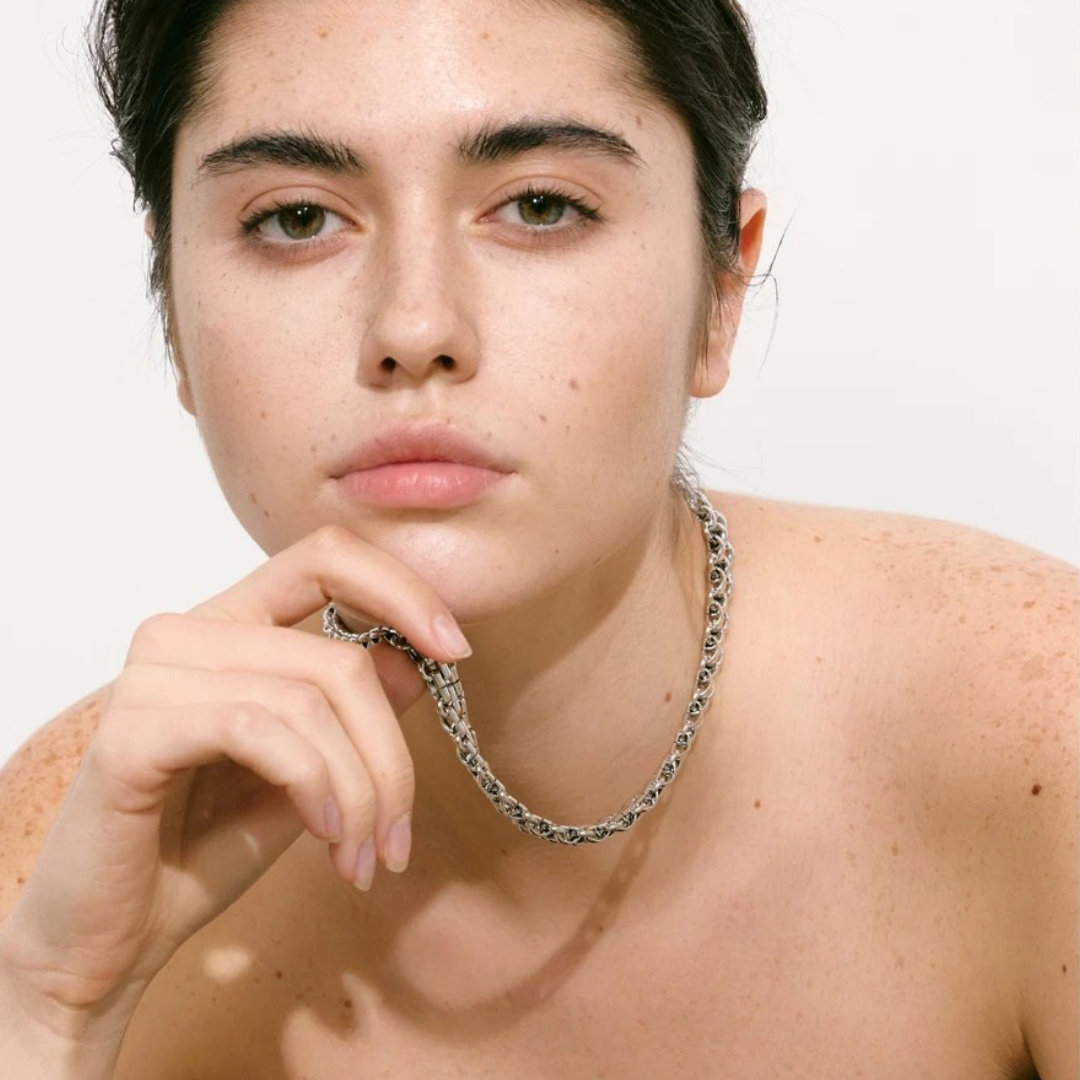 Luminous Link -18k / Silver Chain Statement Necklace