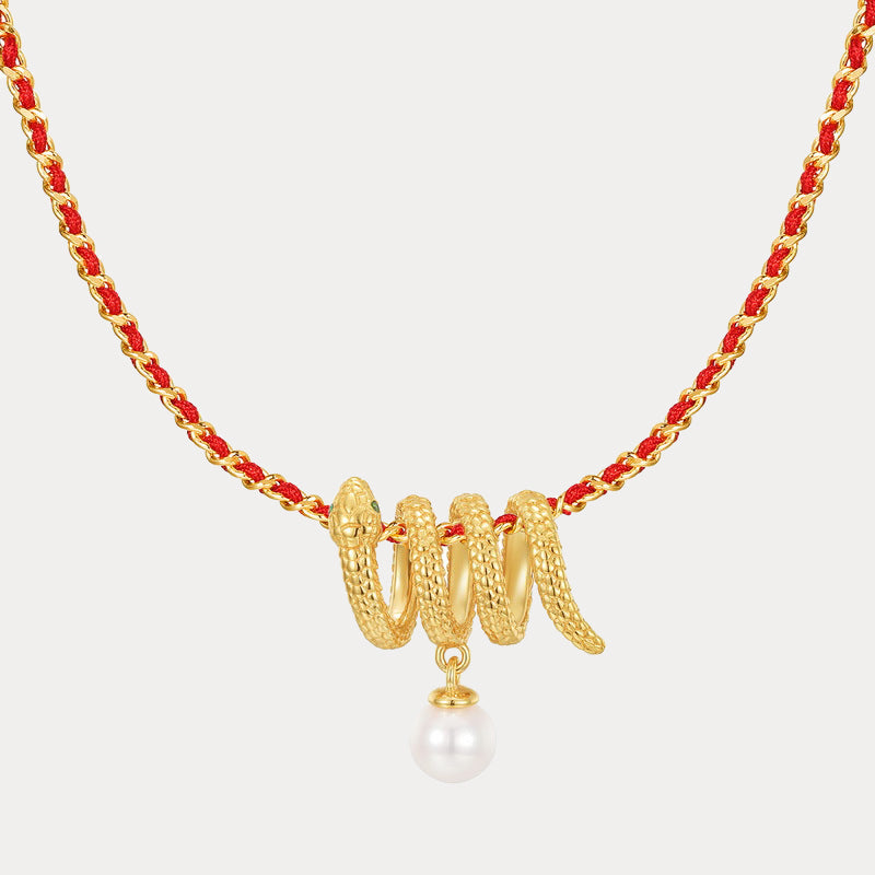 Snake Zodiac Red String Necklace