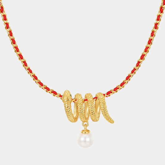 Snake Zodiac Red String Necklace