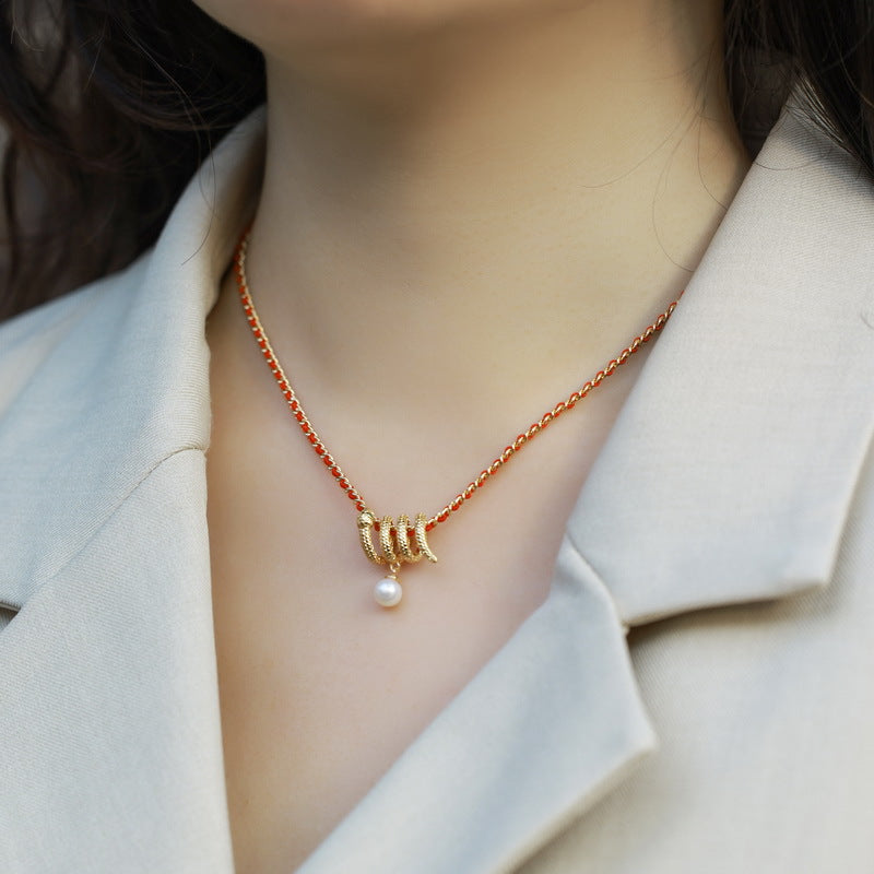 Snake Zodiac Red String Necklace