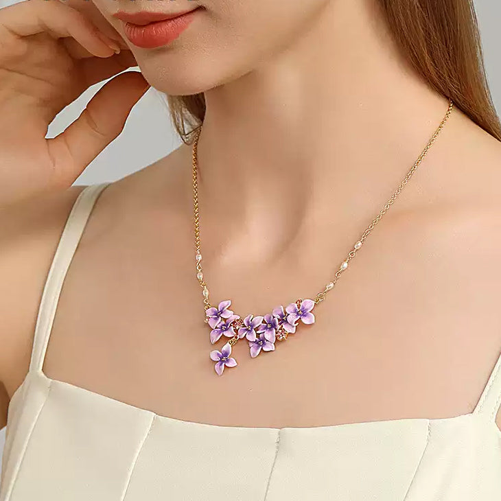 Early Lilac Enamel Necklace