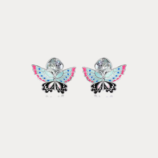 Silver Butterfly Crystal Earrings