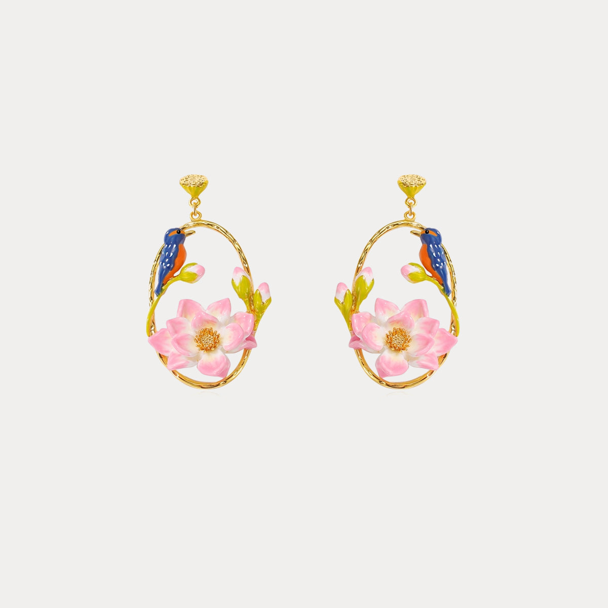 Hoop Lotus Kingfisher Earrings