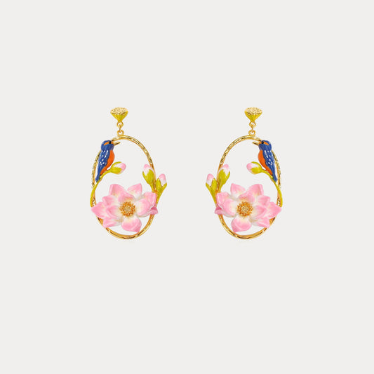 Hoop Lotus Kingfisher Earrings