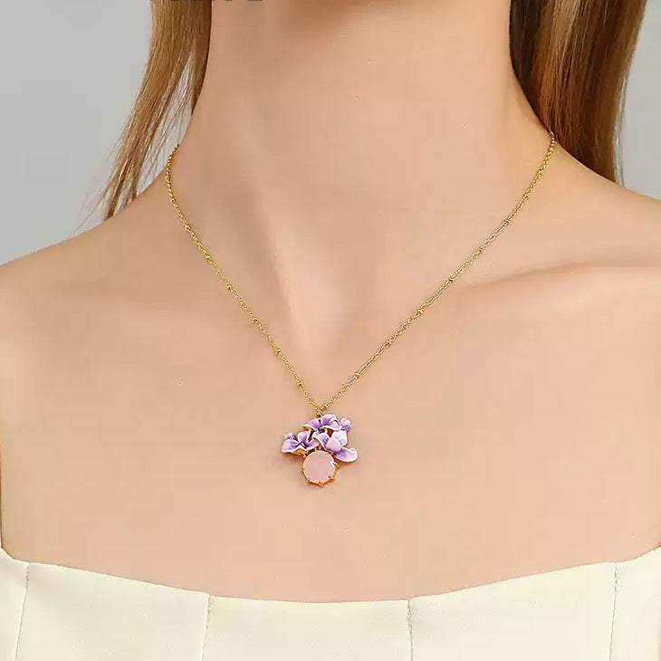 Early Lilac Pink Crystal Necklace