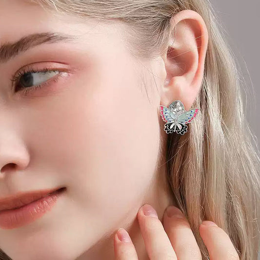 Silver Butterfly Crystal Earrings