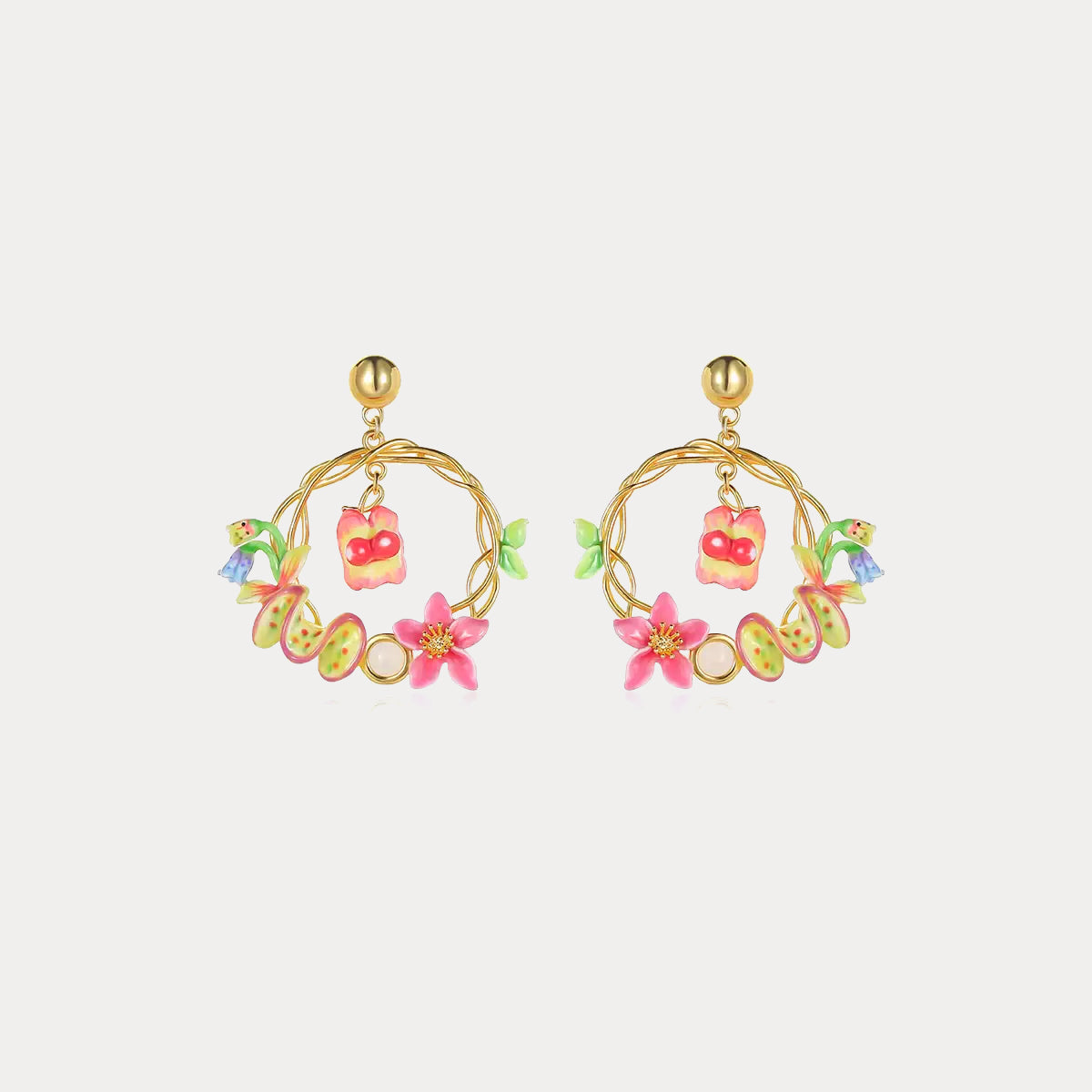 Tropical Flower Dangle Earrings