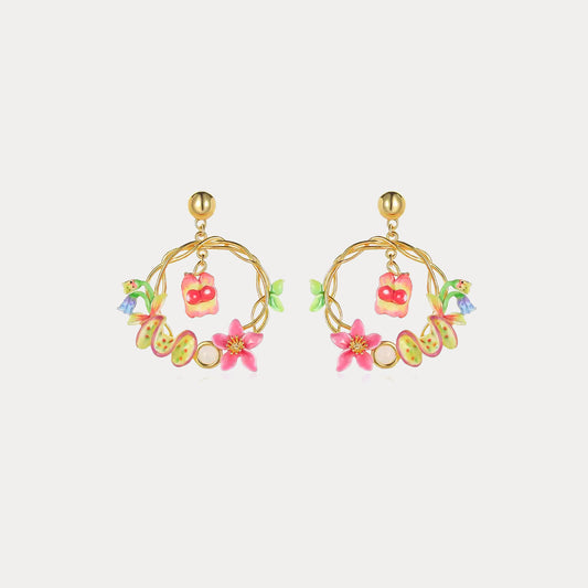 Tropical Flower Dangle Earrings