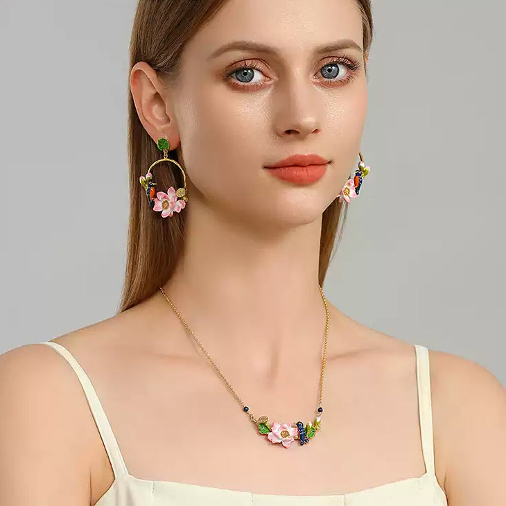 Lotus Kingfisher Earrings