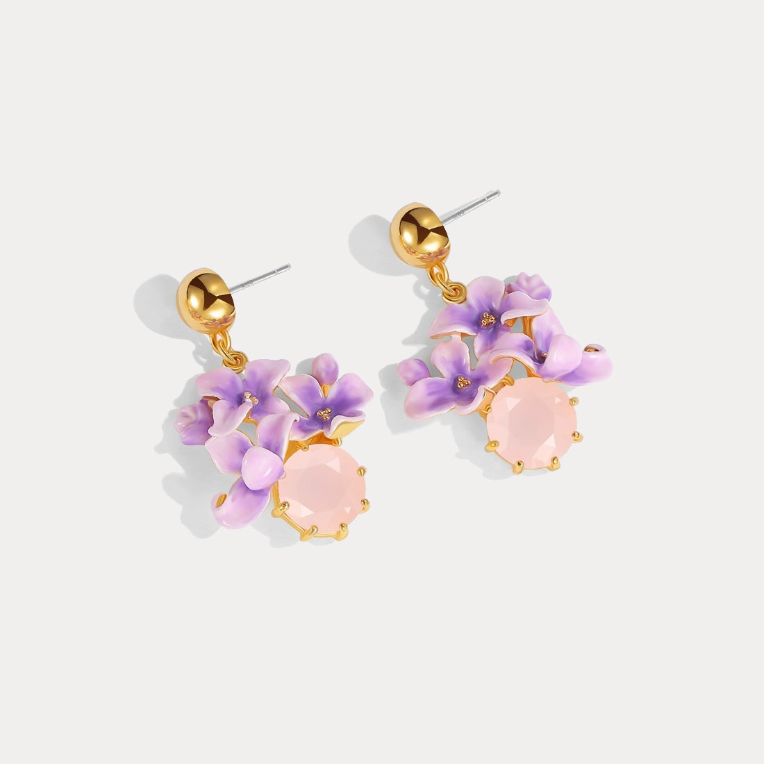 Early Lilac Pink Crystal Earrings